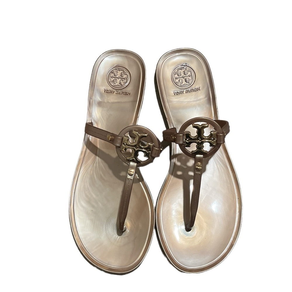 Tory Burch Mini Miller Flat Jelly Sandals 7 True to size Rose Gold